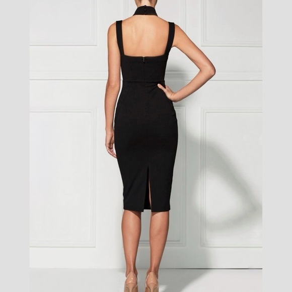 MISHA COLLECTION black Claudia sleeveless Halter fitted bodycon midi dress - Picture 2 of 9